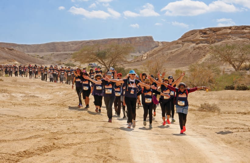 A GROUP of women partake in Yad La’isha’s annual ‘Women Moving Mountains’ hike in order to raise awareness to the plight of ‘agunot.’ (photo credit: IRIT AMIT)