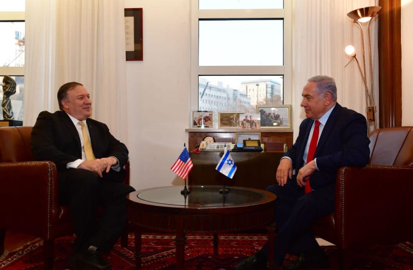 Prime Minister Benjamin Netanyahu convenes with US Secretary of State Mike Pompeo in Jerusalem (photo credit: KOBI GIDEON/GPO)