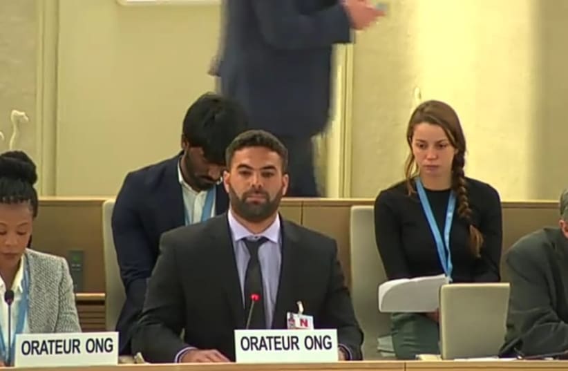 Ravid Elfassi at the UN Human Rights Council (photo credit: MY TRUTH)