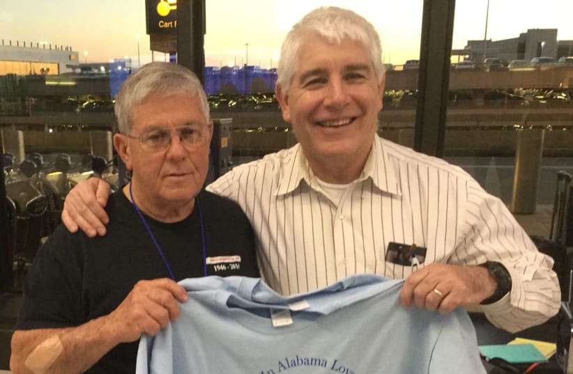 Jerome Baxley on his way to volunteer in Israel, with Lou Balcher, National Director of American Friends of Kaplan Medical Center (photo credit: Courtesy)