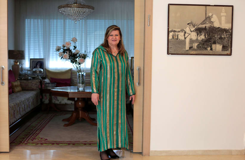Suzanne Harroch, a Jewish Moroccan singer poses for a portrait in her house in Rabat, Morocco March 29, 2019 (photo credit: YOUSSEF BOUDLAL / REUTERS)