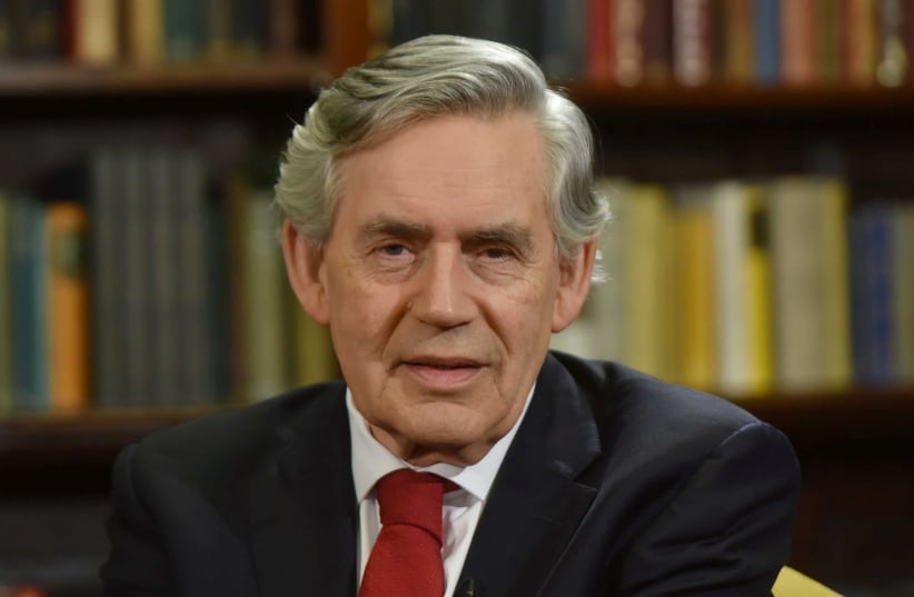 Britain's ex-Prime Minister Gordon Brown appears on the Marr Show on BBC television in London, Britain, June 10, 2018 (photo credit: JEFF OVERS/BBC/HANDOUT VIA REUTERS)