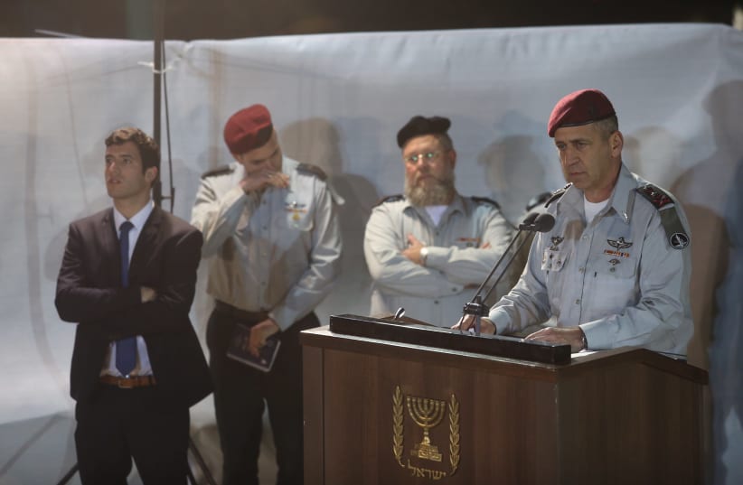 IDF Chief of Staff Aviv Kochavi eulogizes at the funeral of Zachary Baumel, 2019. (photo credit: MARC ISRAEL SELLEM)