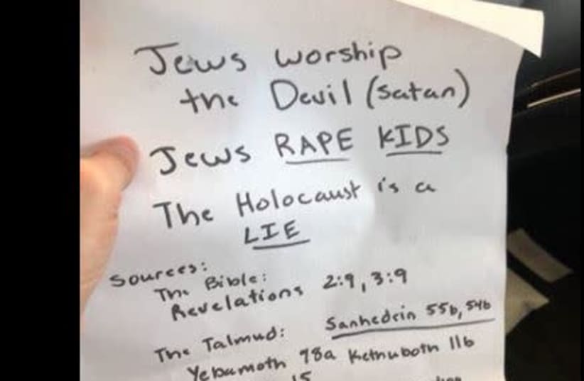 Antisemitic flyer found on California cars (photo credit: screenshot)