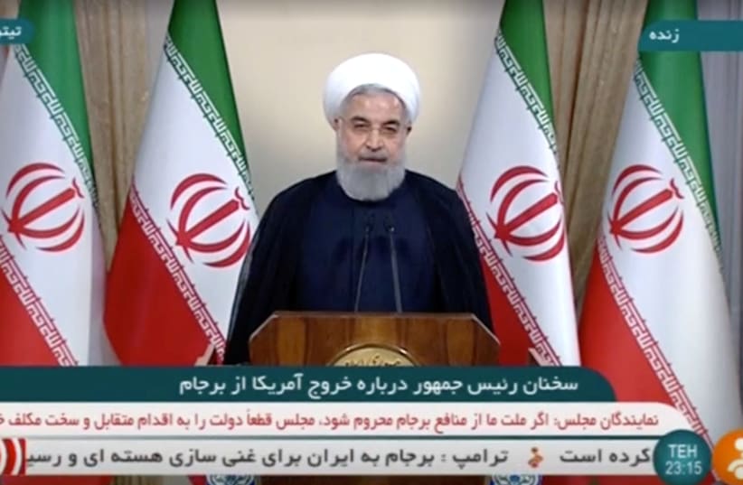 Iran's President Rouhani speaks about the nuclear deal in Tehran (photo credit: REUTERS)