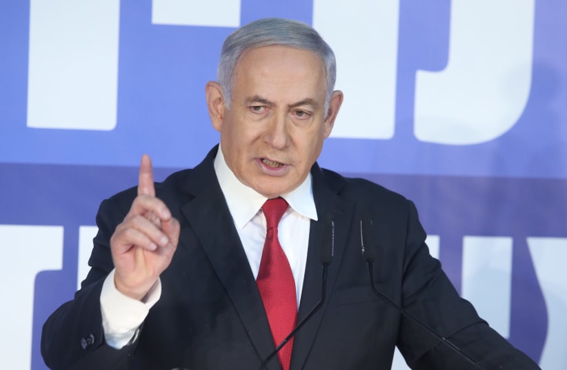 Benjamin Netanyahu at a press conference, February 28th, 2019 (photo credit: MARC ISRAEL SELLEM/THE JERUSALEM POST)