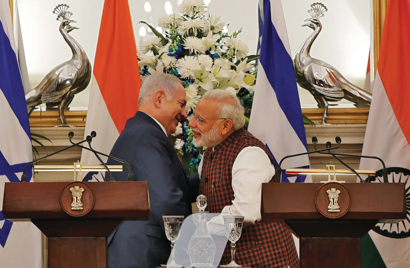PRIME MINISTER Benjamin Netanyahu and his Indian counterpart Narendra Modi (photo credit: ADNAN ABIDI/ REUTERS)