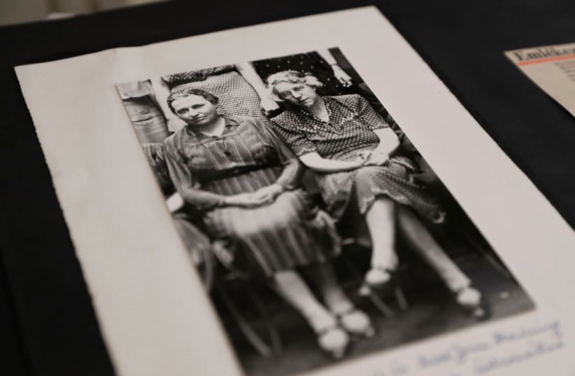 A photograph shows Scottish missionary Jane Haining and her friend Margit Prem at the St Columba's Church of Scotland in Budapest, Hungary, April 13, 2019. Picture taken April 13, 2019.  (photo credit: BERNADETT SZABO / REUTERS)