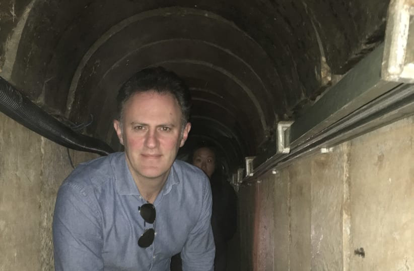 Ambassador Sales inspects Hamas tunnels 8 meters deep under the Israel Gaza border (photo credit: KEVIN TIERNEY)