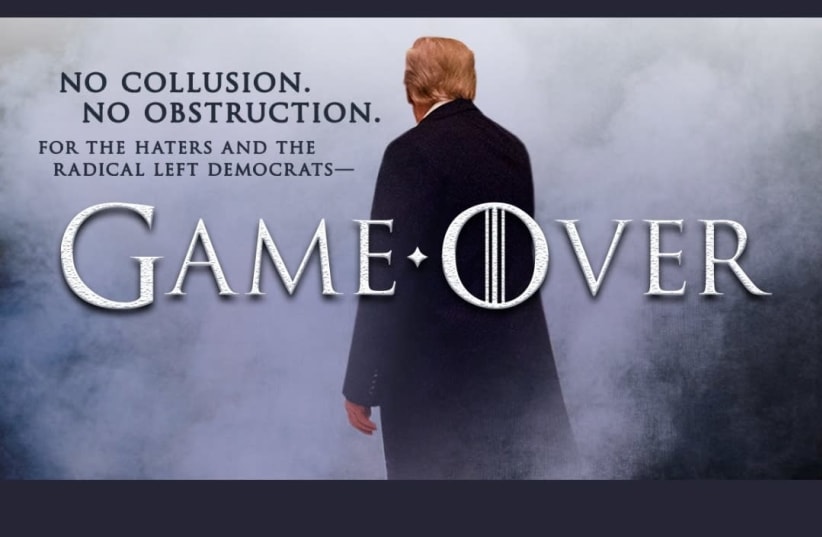 The picture President Donald Trump tweeted in response to the release of the Mueller report (photo credit: DONALD TRUMP'S TWITTER PAGE)