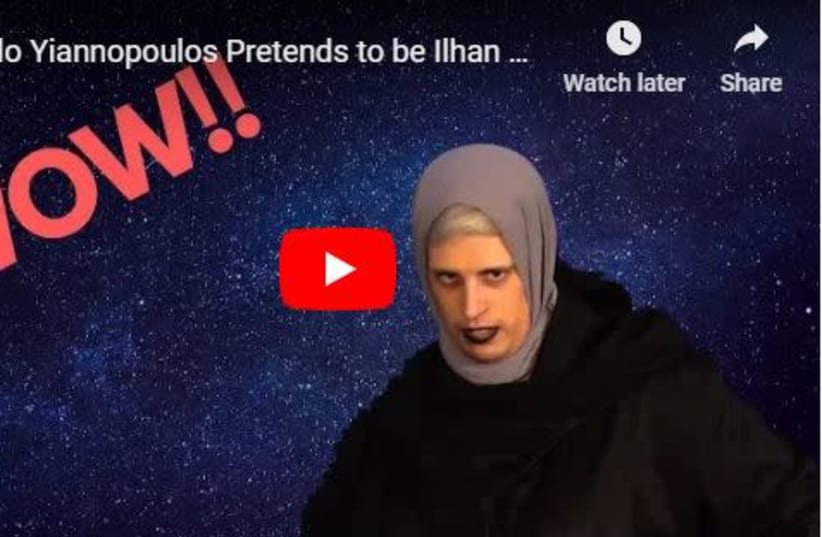 Milo Yiannopoulos play Ilhan Omar (photo credit: screenshot)