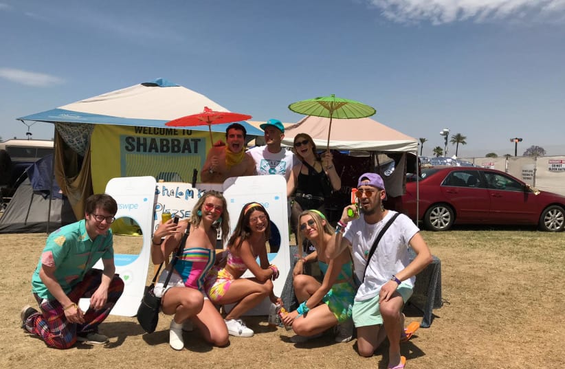 Outside the Shabbat Tent at Coachella this year (photo credit: Courtesy)