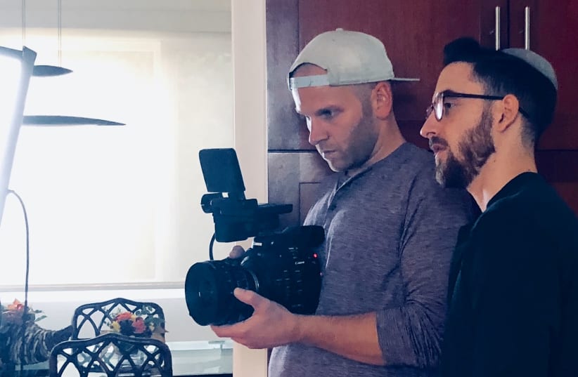 The cinemad team - Jeff Handel (left) and Drew Feldman on location in the Pacific Palisades, shootng a video for spoken-word artist Prince Ea this past November (photo credit: CINEMAD PRODUCTIONS)