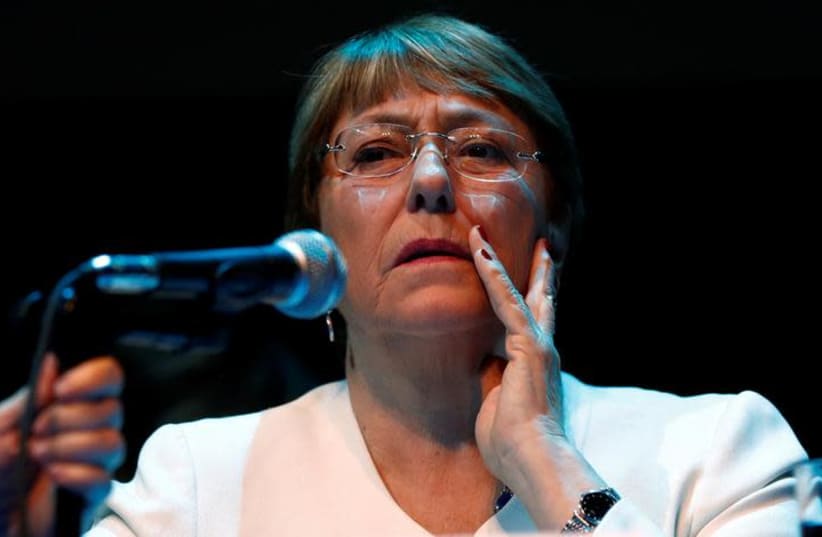 UN High Commissioner for Human Rights Michelle Bachelet (photo credit: REUTERS/CARLOS JASSO)