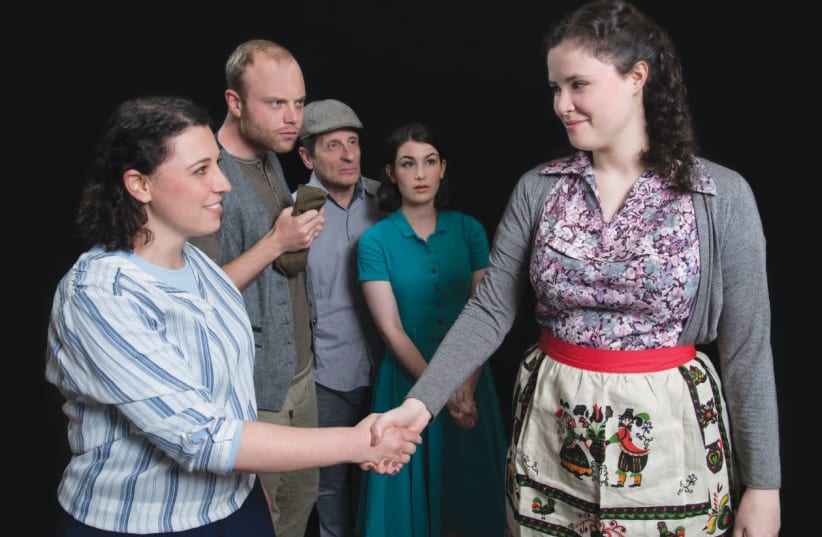 Actress Rivka Deray [R] and fellow actors present the story of Polish woman Irena Gut who rescued Jews during the Second World War  (photo credit: ITA ARBIT)