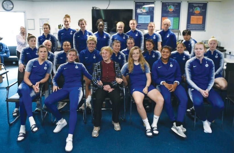 THE CHELSEA Football Club Women players and Susan Pollack (center) (photo credit: CHELSEA)
