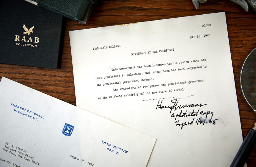 The declaration that Harry Truman signed in 1965 (photo credit: RAAB COLLECTION)