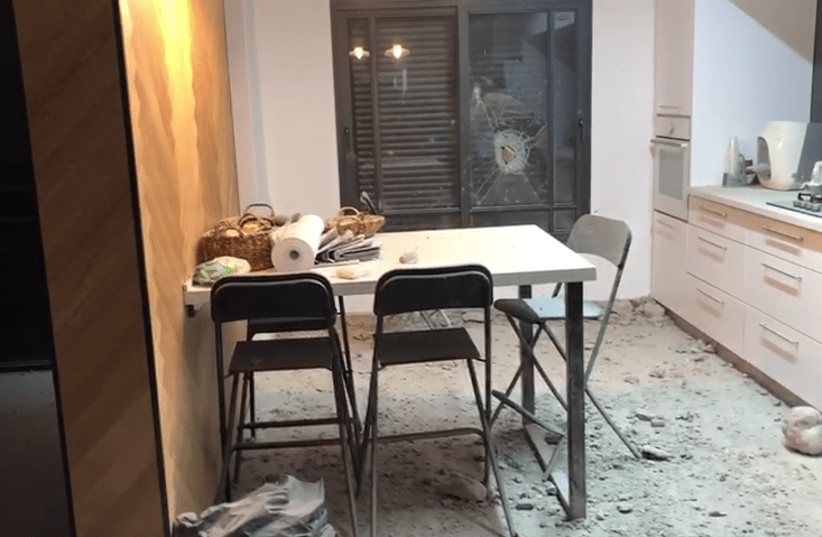 House in Ashkelon hit by rocket, May 5, 2019 (photo credit: POLICE SPOKESPERSON'S UNIT)