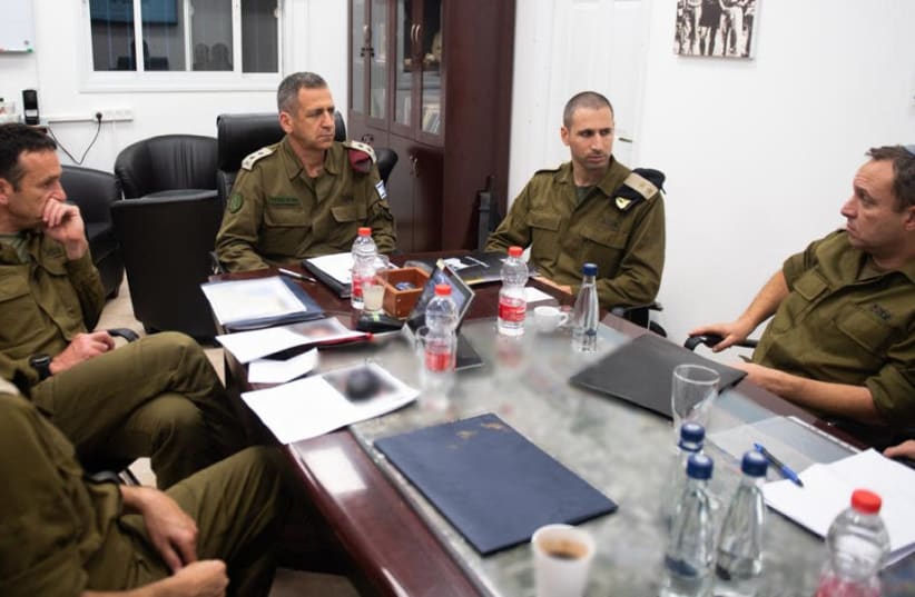 Chief of Staff Aviv Kochavi joins a Gaza Division briefing, 2019. (photo credit: IDF SPOKESPERSON'S OFFICE)