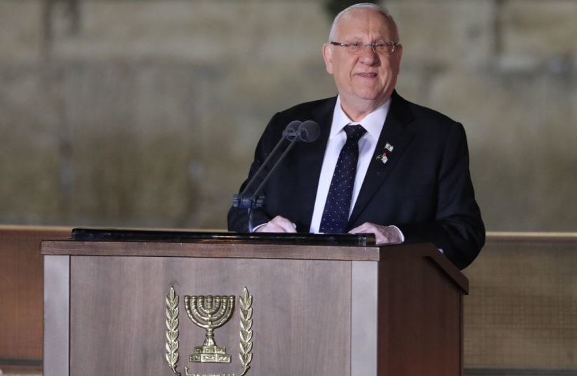 President Reuven Rivlin speaking at the Western Wall on Israel's 2019 Memorial Day  (photo credit: MARC ISRAEL SELLEM)
