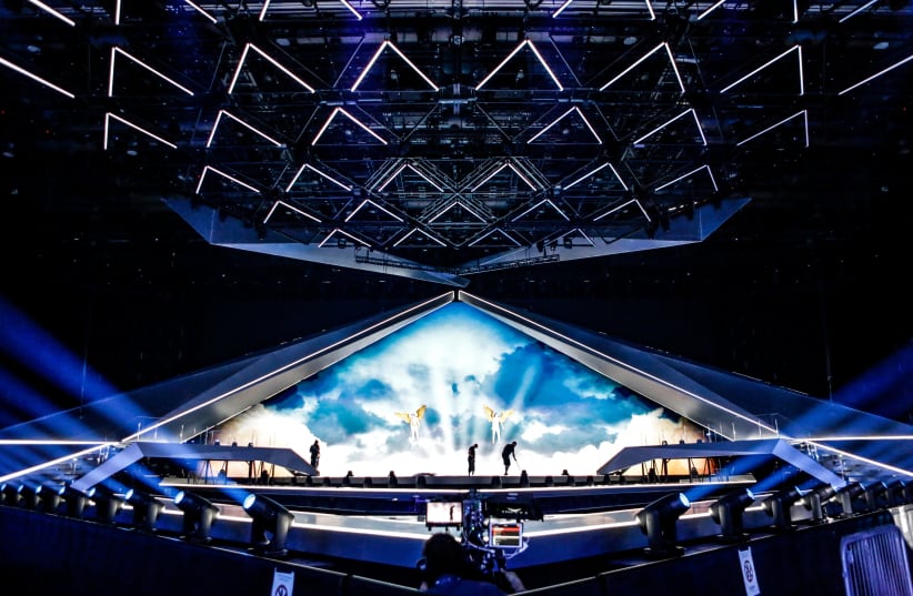 Croatia takes part in a Eurovision rehearsal at the Expo Tel Aviv on Tuesday (photo credit: THOMAS HANSES/EBU)