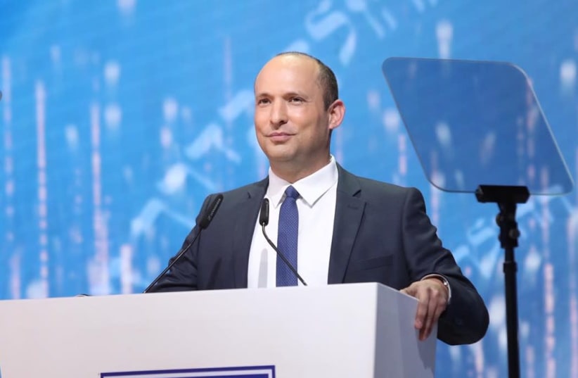 Education Minister Naftali Bennett speaks at the 57th Israel Prize ceremony on Israel's 71st Independence Day, 2019. (photo credit: ODED KARNI/GPO)