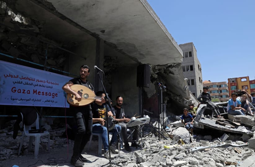 "Gaza Message" concert in Gaza, May 14, 2019 (photo credit: REUTERS/MOHAMMED SALEM)