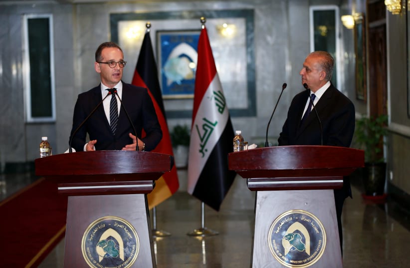 German Minister of Foreign Affairs Maas speaks at the Foreign Ministry in Iraq Dec. 17, 2018 (photo credit: REUTERS/THAIER AL-SUDANI)