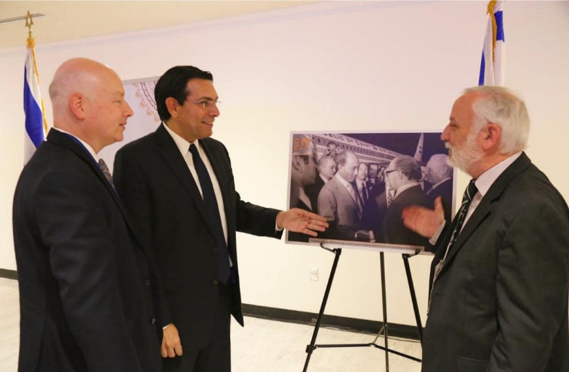 Ambassador Danon's exhibition alongside Herzl Makov and Jason Greenblatt  (photo credit: ISRAELI DELEGATION TO THE UN)
