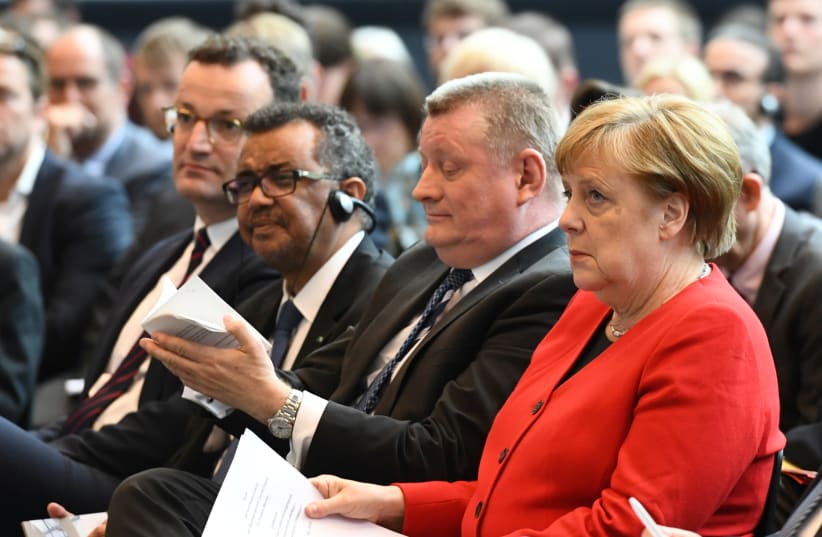 Merkel speaks at CDU/CSU health congress (photo credit: ANNEGRET HILSE / REUTERS)