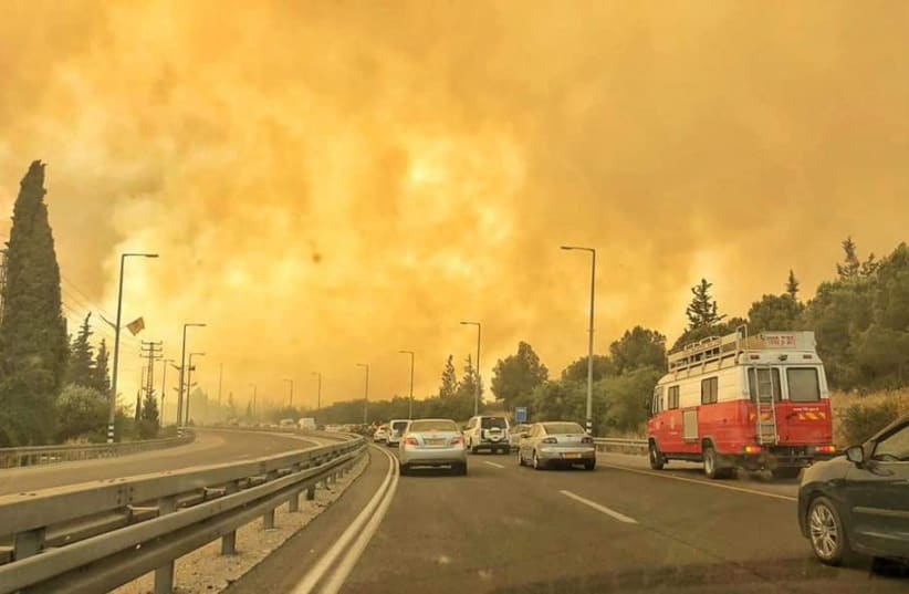 Wildfires in Mevo Modi'm, May 23, 2019 (photo credit: ISRAEL FIRE AND RESCUE SERVICES CENTER DIVISION)