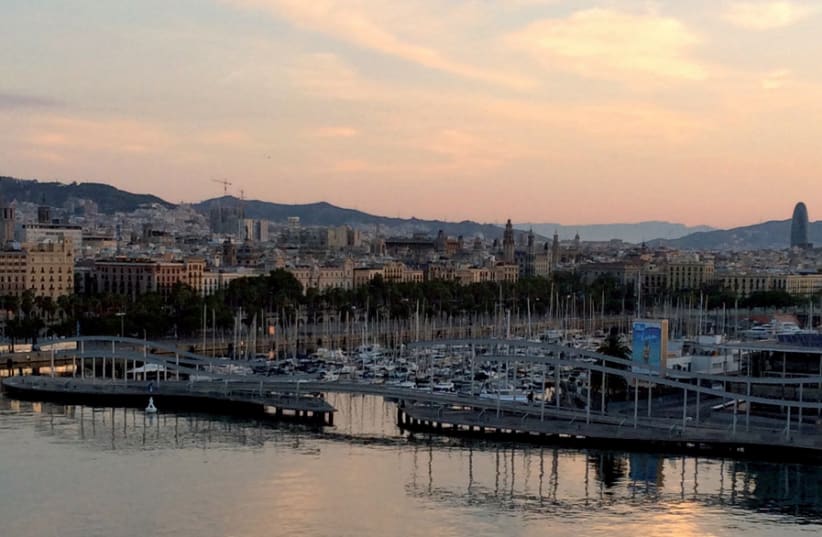 A view of Barcelona’s port (photo credit: ROBERT HERSOWITZ)