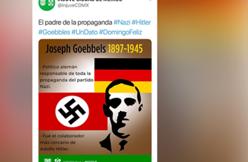 Mexico City’s youth department tweet featuring Joseph Goebbels (photo credit: TWITTER)