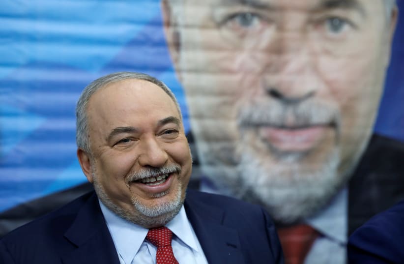 Avigdor Lieberman, former Israeli Defence Minister and head of Yisrael Beytenu party speaks during a news conference in Tel Aviv, Israel May 30, 2019 (photo credit: AMIR COHEN/REUTERS)