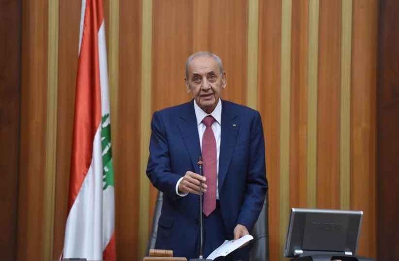 Nabih Berri, speaks after he was re-elected Lebanon's parliamentary speaker (photo credit: REUTERS)