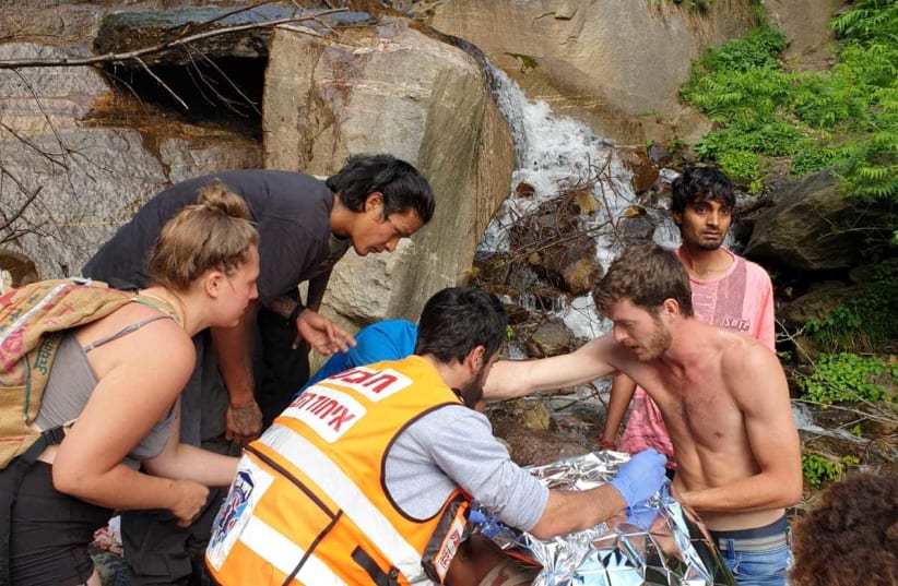 Chabad Rabbi Menachem Bakush assists wounded hiker in India (photo credit: Courtesy)