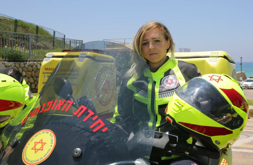 Lita Barzon,  a woman-medic who is a part of the emergency service motorcycle unit  (photo credit: MAGEN DAVID ADOM)