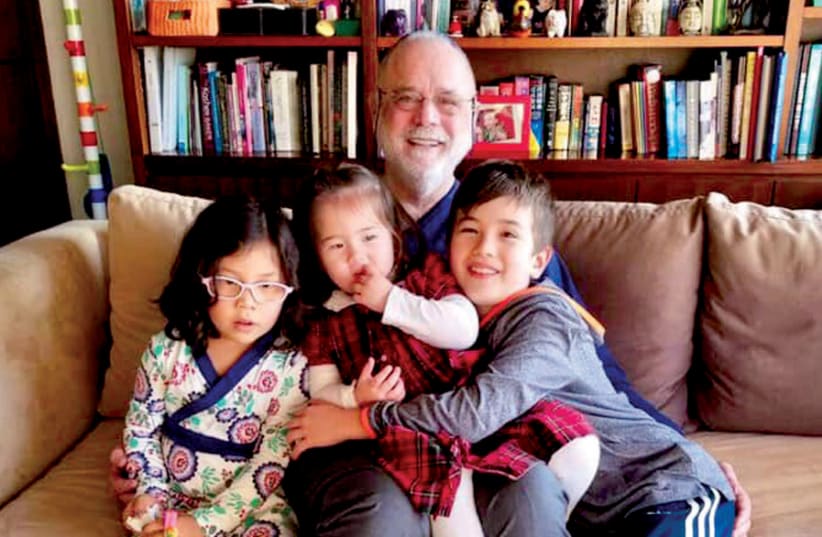 Shlomo Dror with his grandchildren in Hong Kong (photo credit: Courtesy)