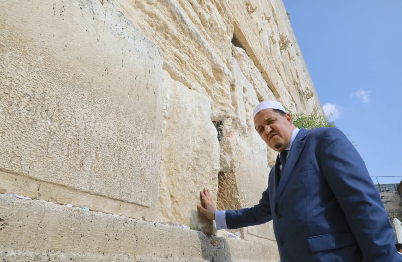 French Imam Hassen Chalghoumi visits the Western Wall (photo credit: MARC ISRAEL SELLEM/THE JERUSALEM POST)