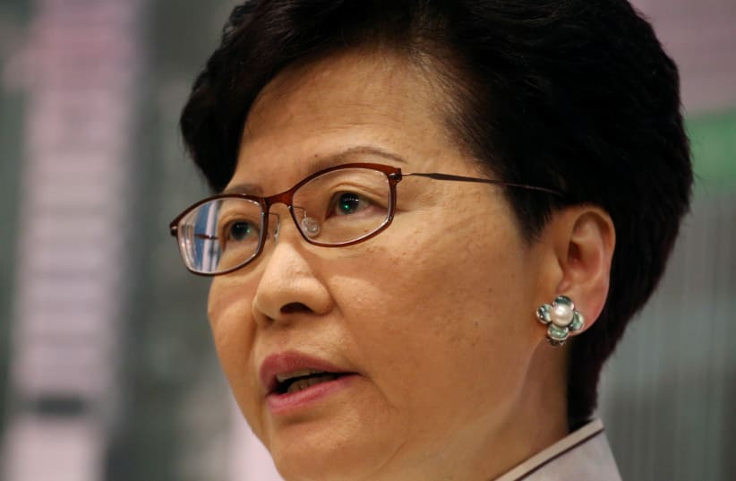 Hong Kong Chief Executive Carrie Lam attends a news conference in Hong Kong (photo credit: REUTERS)
