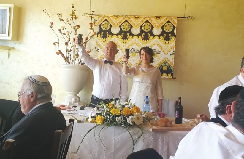 ROQUE PUGLIESE and Ivana Pezzoli were married on the site of an ancient Italian synagogue (photo credit: SHAVEI ISRAEL)