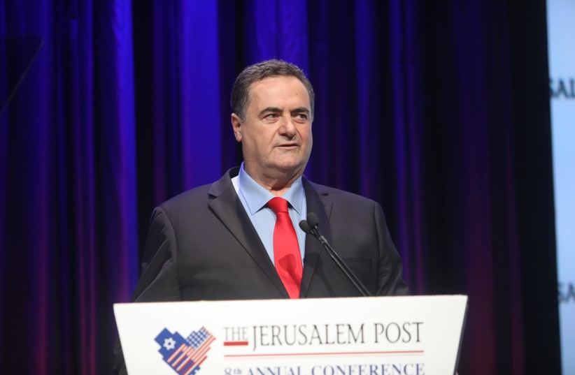 Foreign Minister Israel Katz speaks at The Jerusalem Post 8th Annual Conference in New York (photo credit: MARC ISRAEL SELLEM/THE JERUSALEM POST)