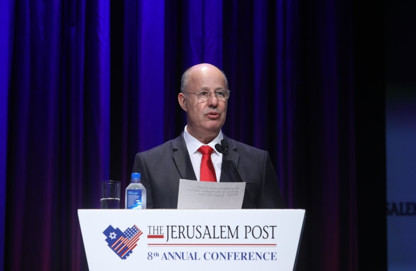 Regional Cooperation Minister Tzachi Hanegbi speaks at the 8th annual Jerusalem Post Conference (photo credit: MARC ISRAEL SELLEM/THE JERUSALEM POST)