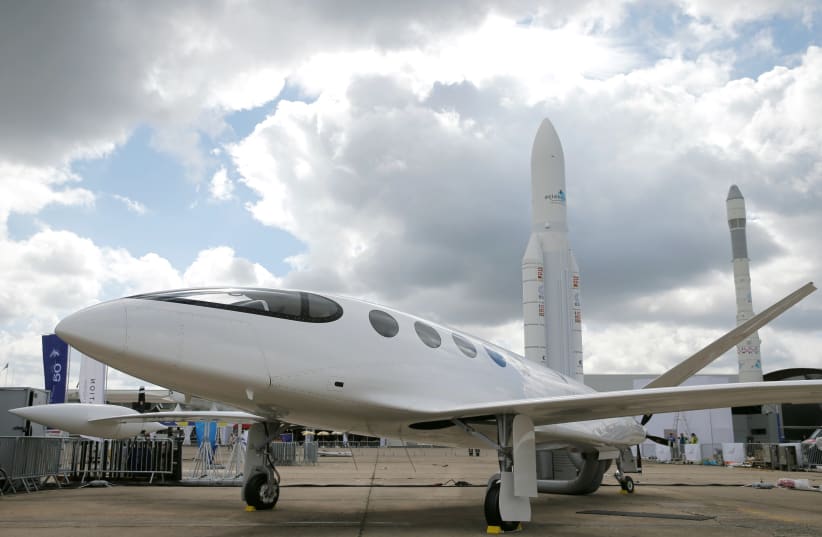 Israeli Eviation Alice electric aircraft is seen on static display, at the eve of the opening of the 53rd International Paris Air Show at Le Bourget Airport near Paris, France (photo credit: REUTERS)
