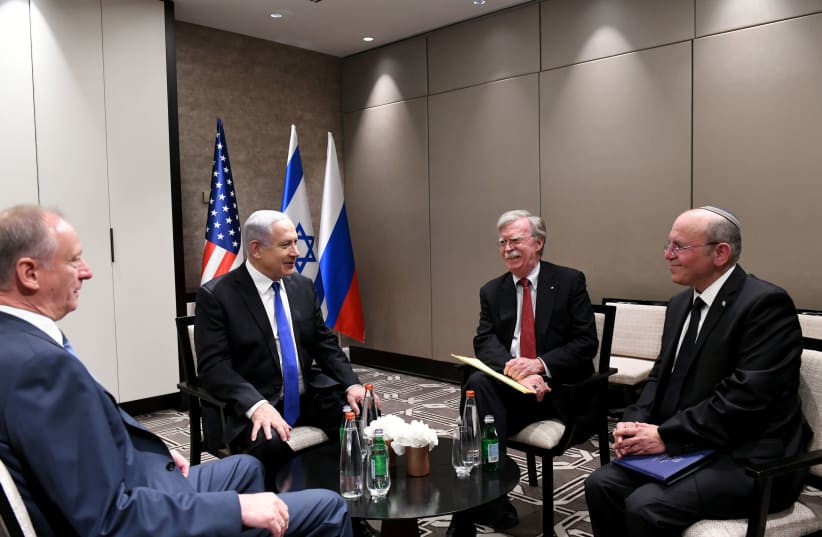 John Bolton met with his Russian counterpart, Nikolai Patrushev, and Israel’s National Security Adviser Meir Ben-Shabbat. (photo credit: KOBI GIDEON/GPO)