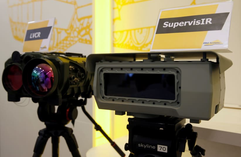 SupervisIR (R), a ground-based infrared surveillance system, is seen during a preview presentation at Elbit Systems, Israel's biggest publicly listed defense firm, in Netanya, Israel (photo credit: BAZ RATNER/REUTERS)