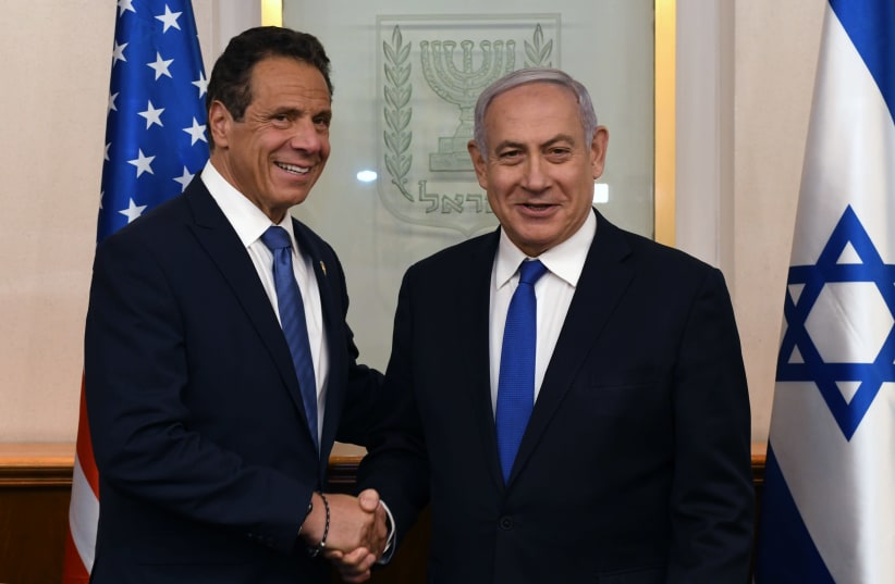 New York Governor Andrew Cuomo [L] and Prime Minister Benjamin Netanyahu [R]. (photo credit: KOBI GIDEON/GPO)