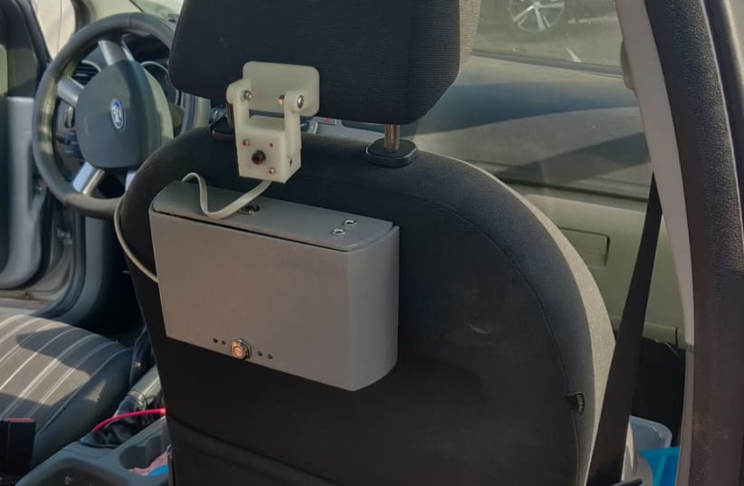 Technion child safety system installed in the vehicle. (photo credit: TECHNION SPOKESPERSON'S OFFICE)