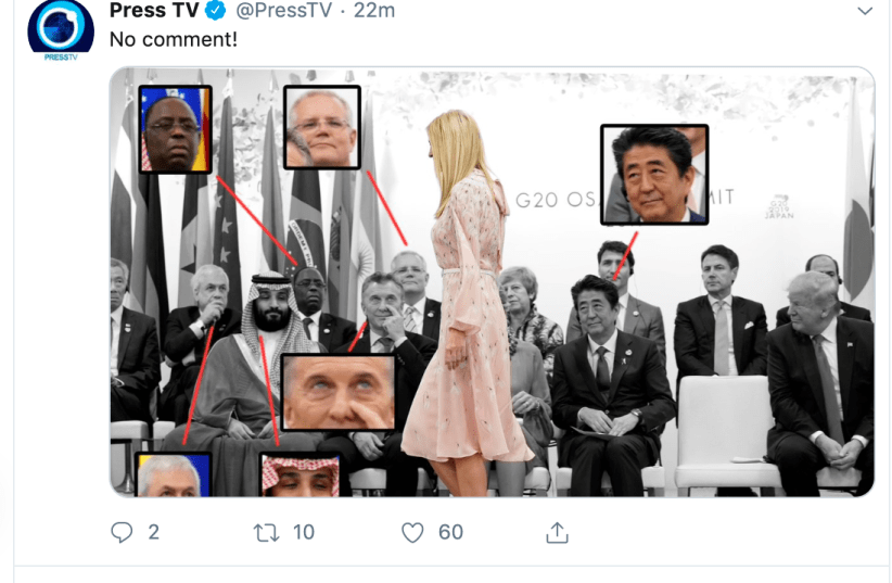 Tweet of G20 Leaders looking at Ivanka Trump (photo credit: SCREENSHOT FROM TWITTER)