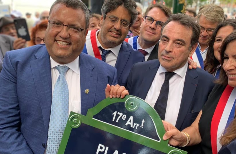 Jerusalem Mayor Moshe Lion inaugurates Jerusalem Square in Paris, June 30, 2019  (photo credit: JERUSALEM MUNICIPALITY)